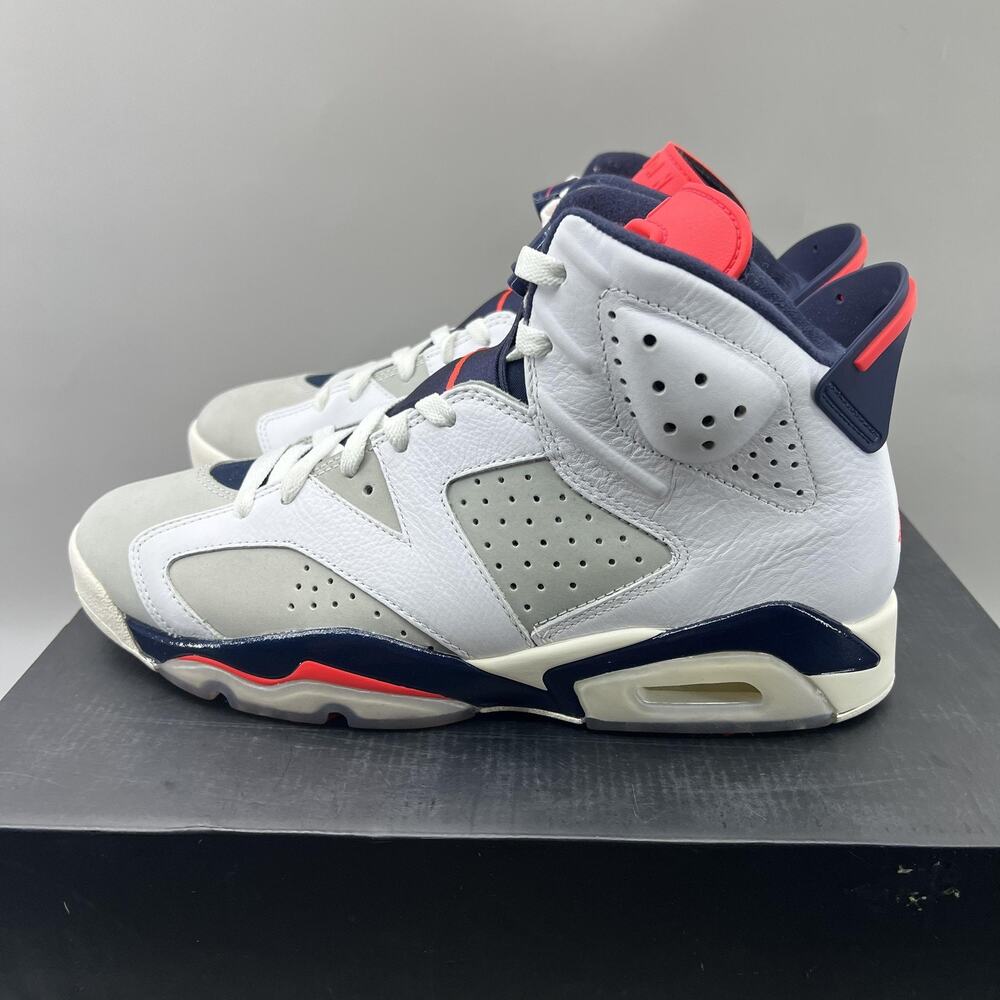 Air Jordan 6 Retro Tinker Shoes Men Size 9.5 White Grey Infrared Mid Sneakers - Picture 3 of 9
